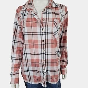 Justice Long Sleeve Plaid Button Down Size L